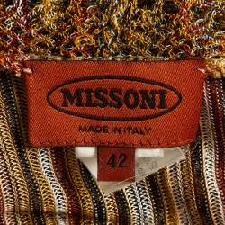 Pre Owned Missoni Multicolor Striped Knit Fringed Open-Front Long Cardigan M