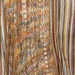 Pre Owned Missoni Multicolor Striped Knit Fringed Open-Front Long Cardigan M