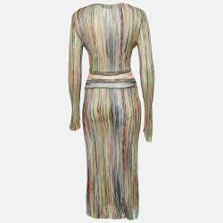Pre Owned Missoni Multicolor Striped Knit Wrap Style Midi Dress S