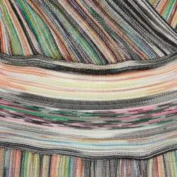 Pre Owned Missoni Multicolor Striped Knit Wrap Style Midi Dress S