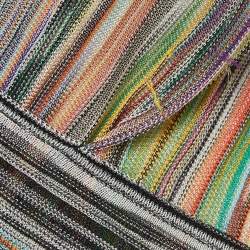 Pre Owned Missoni Multicolor Striped Knit Wrap Style Midi Dress S