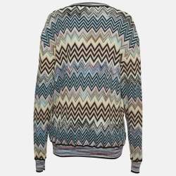 Pre Owned Missoni Multicolor Chevron Knit V-Neck Sweater XXL