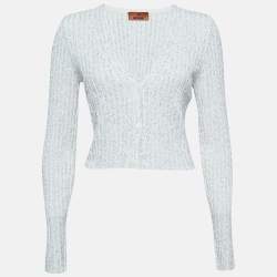 Missoni White Sequined Knit Cardigan IT 46