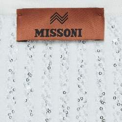 Pre Owned Missoni White Sequined Knit Midi Dress IT 44