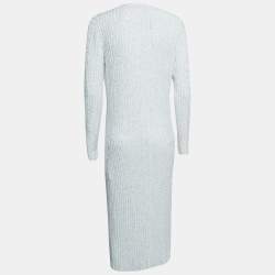 Pre Owned Missoni White Sequined Knit Midi Dress IT 44