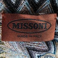 Pre Owned Missoni Multicolor Chevron Lurex Knit Cowl Neck Midi Dress M