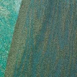 Missoni Green Patterned Lurex Knit Long Cardigan S