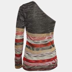 Pre Owned Missoni Multicolor Patterned Lurex Knit Asymmetric Top M
