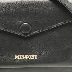 Pre Owned Missoni Black Leather Mini Envelope Shoulder Bag