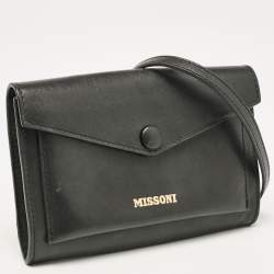Pre Owned Missoni Black Leather Mini Envelope Shoulder Bag