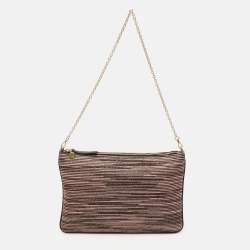 Missoni Multicolor Lurex Fabric Stripe Chain Clutch