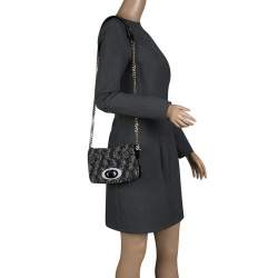 Pre Owned Missoni Metallic Crochet Fabric and Suede Crossbody Bag