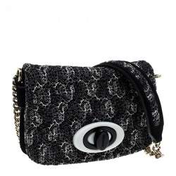 Pre Owned Missoni Metallic Crochet Fabric and Suede Crossbody Bag