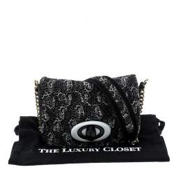 Pre Owned Missoni Metallic Crochet Fabric and Suede Crossbody Bag