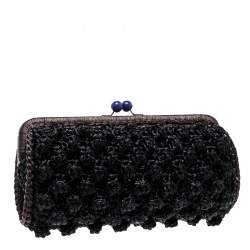 Pre Owned Missoni Black Crochet Straw Clutch