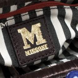 Pre Owned Missoni Black Crochet Straw Clutch