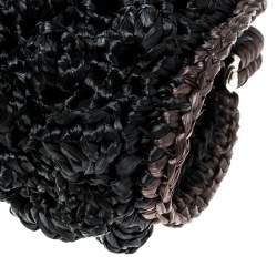 Pre Owned Missoni Black Crochet Straw Clutch