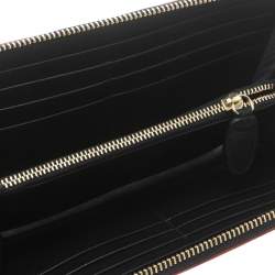 Pre Owned Missoni Black Zigzag Embossed Leather Zip Around Continental Wallet