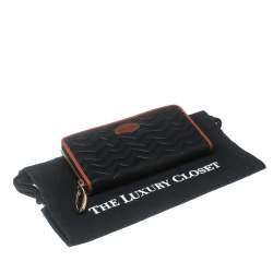 Pre Owned Missoni Black Zigzag Embossed Leather Zip Around Continental Wallet