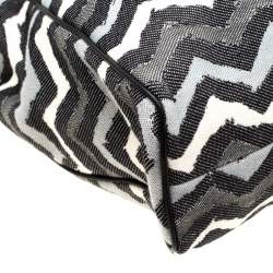 Pre Owned Missoni Multicolor Wave Printed Canvas and Leather Tote