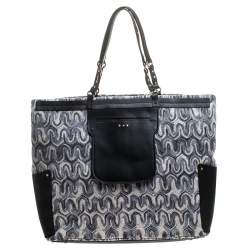 Pre Owned Missoni Grey/Back Fabric and Leather Shopper Tote