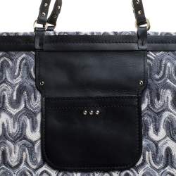 Pre Owned Missoni Grey/Back Fabric and Leather Shopper Tote