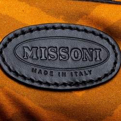 Pre Owned Missoni Grey/Back Fabric and Leather Shopper Tote