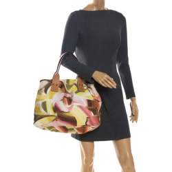 Pre Owned Missoni Multicolor Printed Canvas and Leather Tote