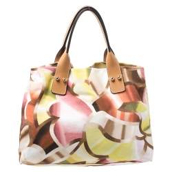 Pre Owned Missoni Multicolor Printed Canvas and Leather Tote