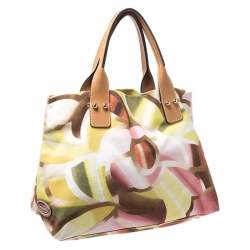 Pre Owned Missoni Multicolor Printed Canvas and Leather Tote