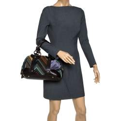 Pre Owned Missoni Multicolor Lamé Fabric and Leather Zipped Satchel