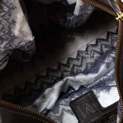 Pre Owned Missoni Multicolor Lamé Fabric and Leather Zipped Satchel