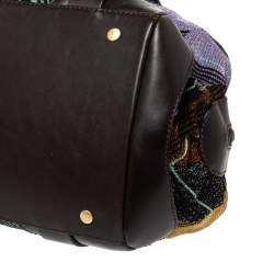 Pre Owned Missoni Multicolor Lamé Fabric and Leather Zipped Satchel