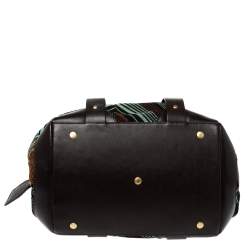 Pre Owned Missoni Multicolor Lamé Fabric and Leather Zipped Satchel