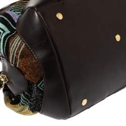 Pre Owned Missoni Multicolor Lamé Fabric and Leather Zipped Satchel