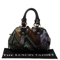 Pre Owned Missoni Multicolor Lamé Fabric and Leather Zipped Satchel