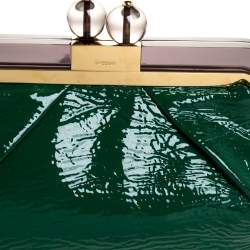 Pre Owned Missoni Green Patent Leather Kisslock Frame Clutch