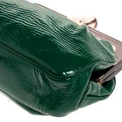 Pre Owned Missoni Green Patent Leather Kisslock Frame Clutch