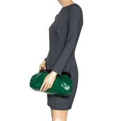 Pre Owned Missoni Green Patent Leather Kisslock Frame Clutch