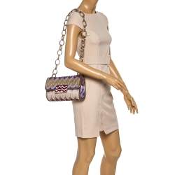 Pre Owned Missoni Multicolor Shimmering Weave Fabric Flap Shoulder Bag