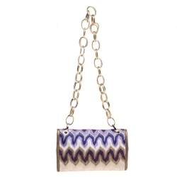 Pre Owned Missoni Multicolor Shimmering Weave Fabric Flap Shoulder Bag