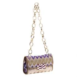 Pre Owned Missoni Multicolor Shimmering Weave Fabric Flap Shoulder Bag