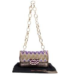 Pre Owned Missoni Multicolor Shimmering Weave Fabric Flap Shoulder Bag