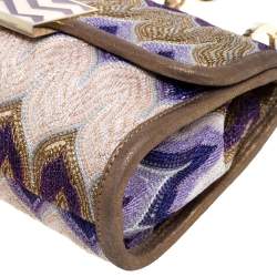 Pre Owned Missoni Multicolor Shimmering Weave Fabric Flap Shoulder Bag