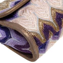Pre Owned Missoni Multicolor Shimmering Weave Fabric Flap Shoulder Bag