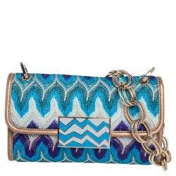 Missoni Multicolor Shimmer Weave Fabric Chain Link Shoulder Bag