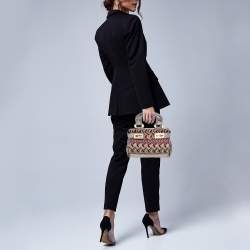 Pre Owned Missoni Multicolor Weave Fabric and Laminated Leather Tote