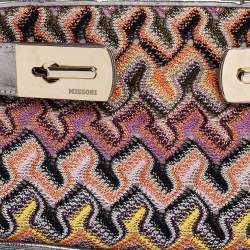 Pre Owned Missoni Multicolor Weave Fabric and Laminated Leather Tote