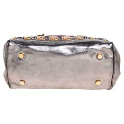 Pre Owned Missoni Multicolor Weave Fabric and Laminated Leather Tote