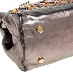 Pre Owned Missoni Multicolor Weave Fabric and Laminated Leather Tote